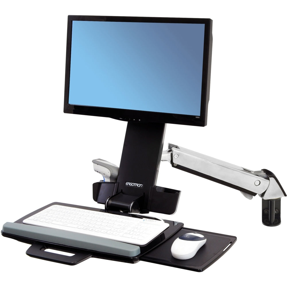 Ergotron StyleView Multi Component Mount for Notebook, Mouse, Keyboard, Monitor, Scanner - Polished Aluminum - Height Adjustable - 1 Display(s) Supported - 24in Screen Support - 29 lb Load Capacity - 75 x 75, 100 x 100 - VESA Mount Compatible