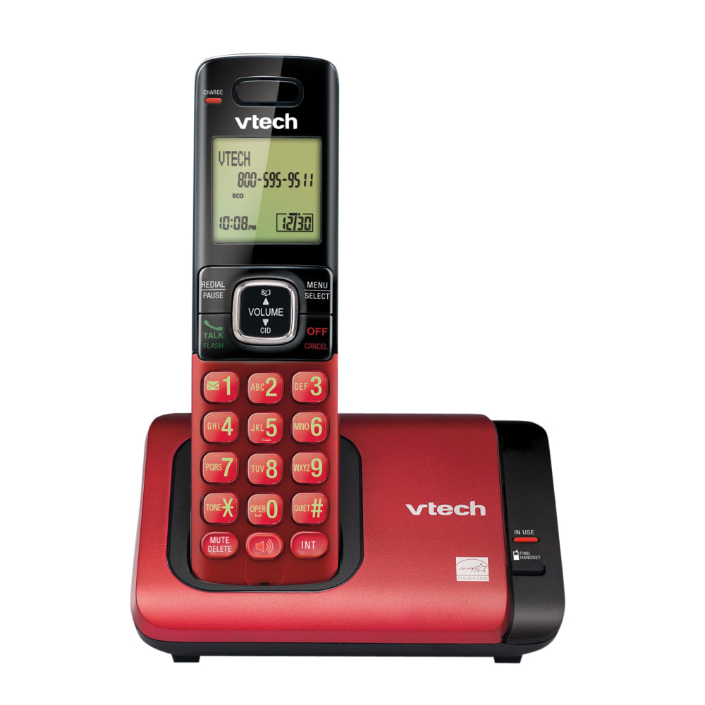 VTech DECT 6.0 Cordless Single Handset Phone with Caller ID/Call Waiting, Red