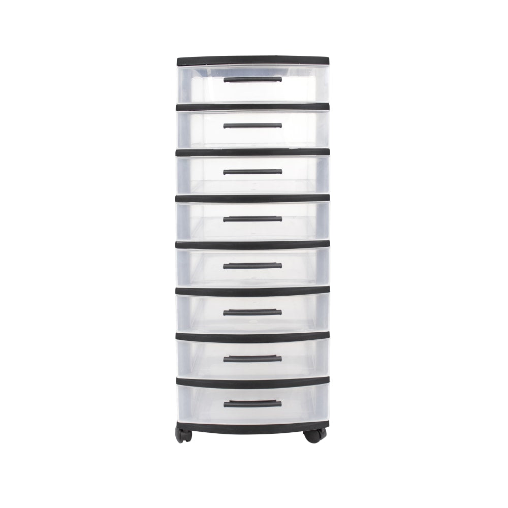 Inval 8-Drawer Storage Cabinet, 34-5/8in x 12-1/2in, Clear/Black