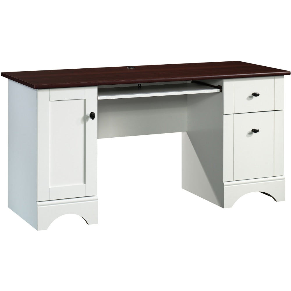 Sauder Select 60inW Double-Pedestal Computer Desk, Soft White/Cherry