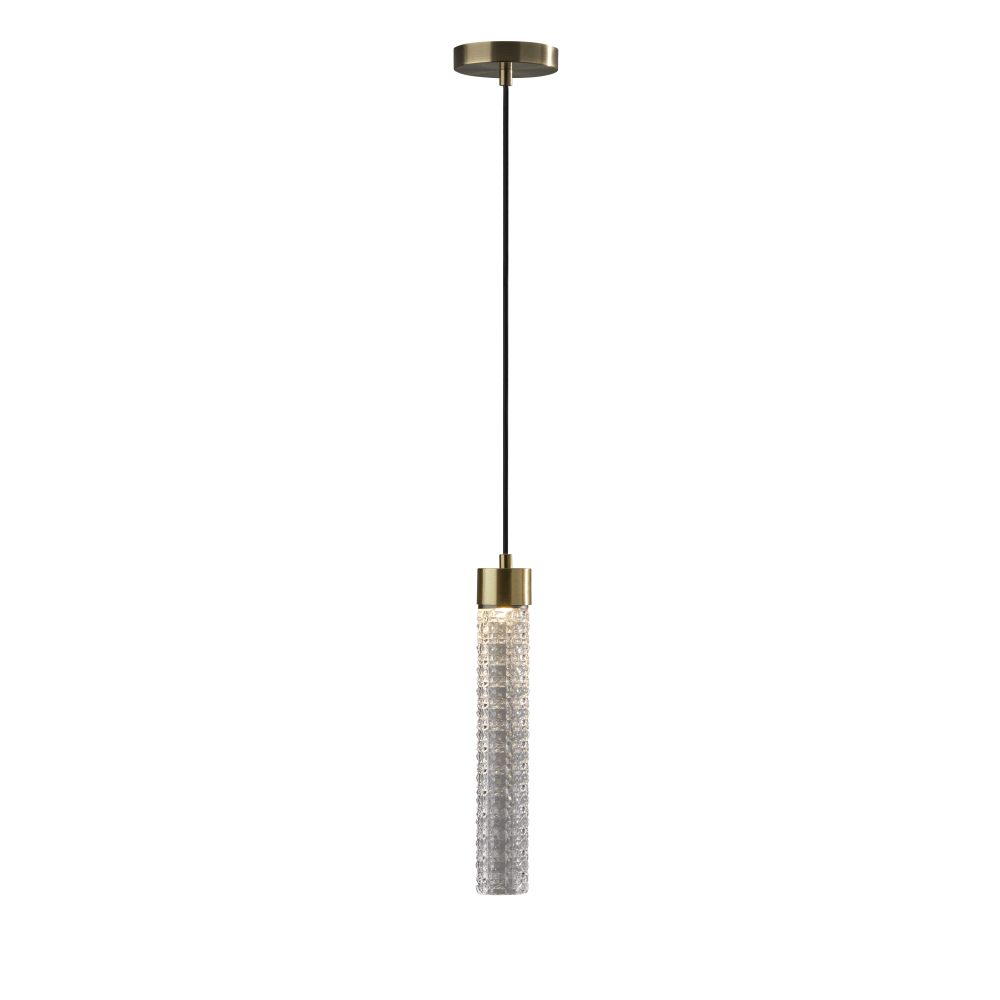 Adesso Harriet Pendant Lamp, 5inW, Clear Glass Shade/Antique Brass Base