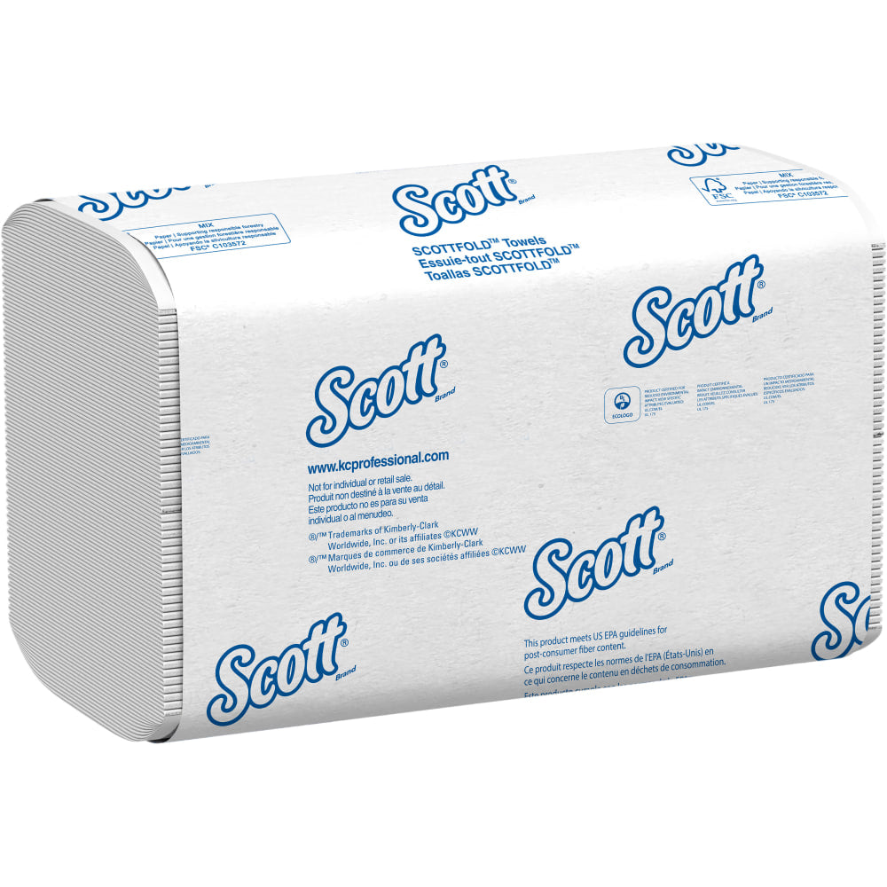 Scott Scottfold Multi-Fold 1-Ply Paper Towels, 175 Sheets Per Pack, Case Of 25 Packs