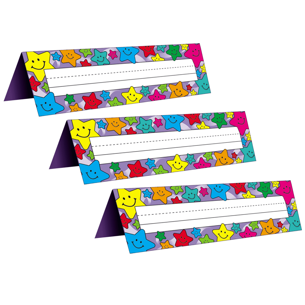 Teacher Created Resources Tented Name Plates, Happy Stars, 36 Plates Per Pack, Set Of 3 Packs