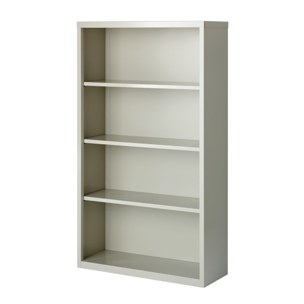 Hirsh 60inH 4-Shelf Metal Bookcase, Light Gray