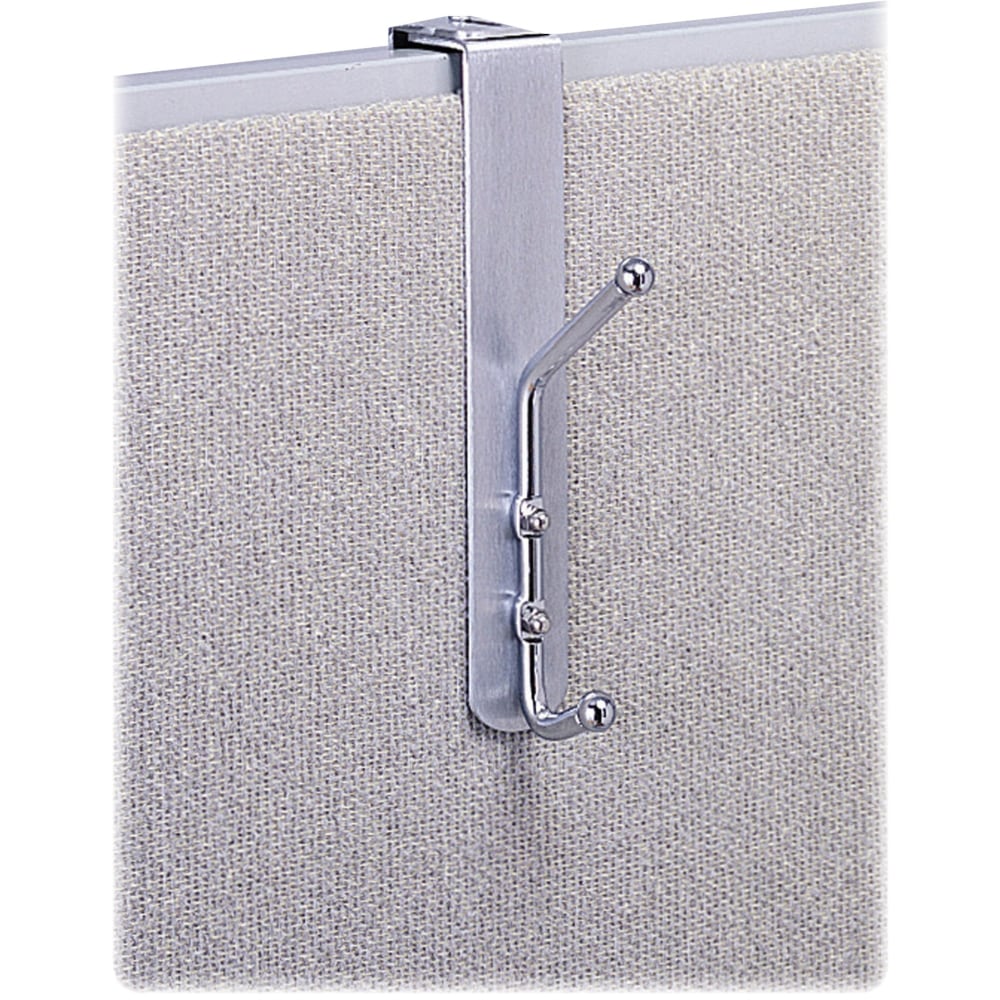 Safco Over-The-Panel Double-Garment Coat Hook, 8-1/2inH x 1-1/2inW x 4-1/4inD, Silver