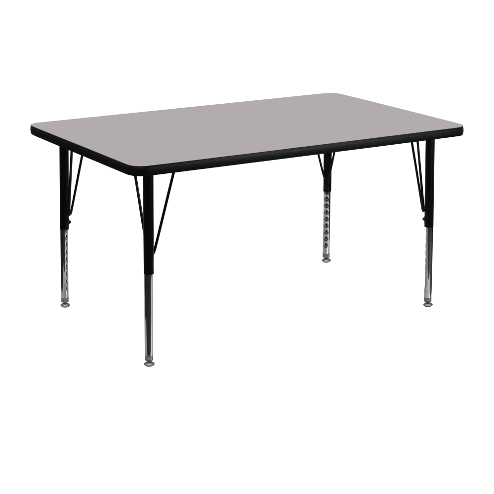 Flash Furniture 48inW Rectangular Thermal Laminate Activity Table With Short Height-Adjustable Legs, Gray