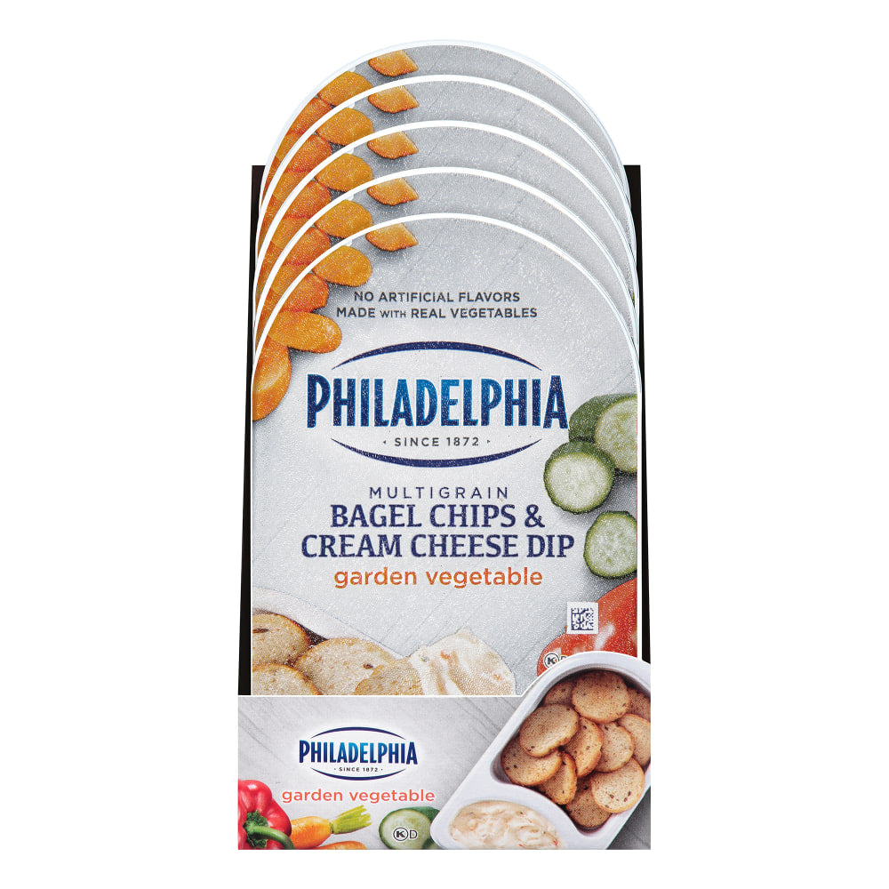 Philadelphia Multigrain Bagel Chips And Garden Vegetable Cream Cheese Trays, 2.5 Oz, Pack Of 5 Trays