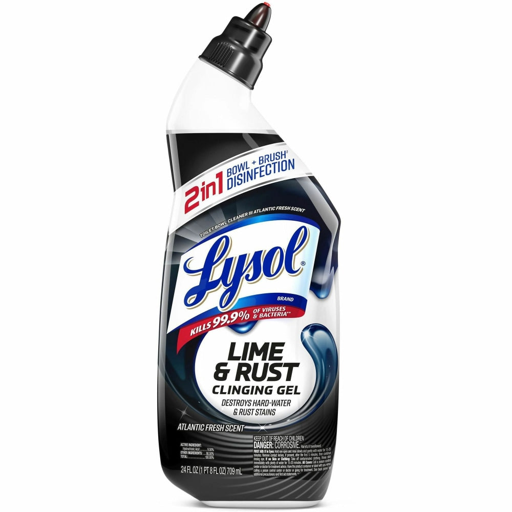 Lysol Lime/Rust Toilet Bowl Cleaner - 24 fl oz (0.8 quart) - Atlantic Fresh Scent - 9 / Carton - Blue