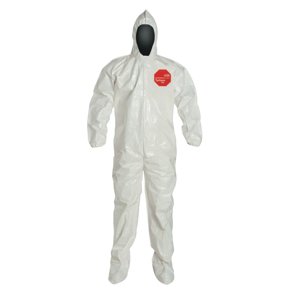 DuPont Tychem SL Coveralls With Attached Hood And Socks, 3XL, White, Case Of 12