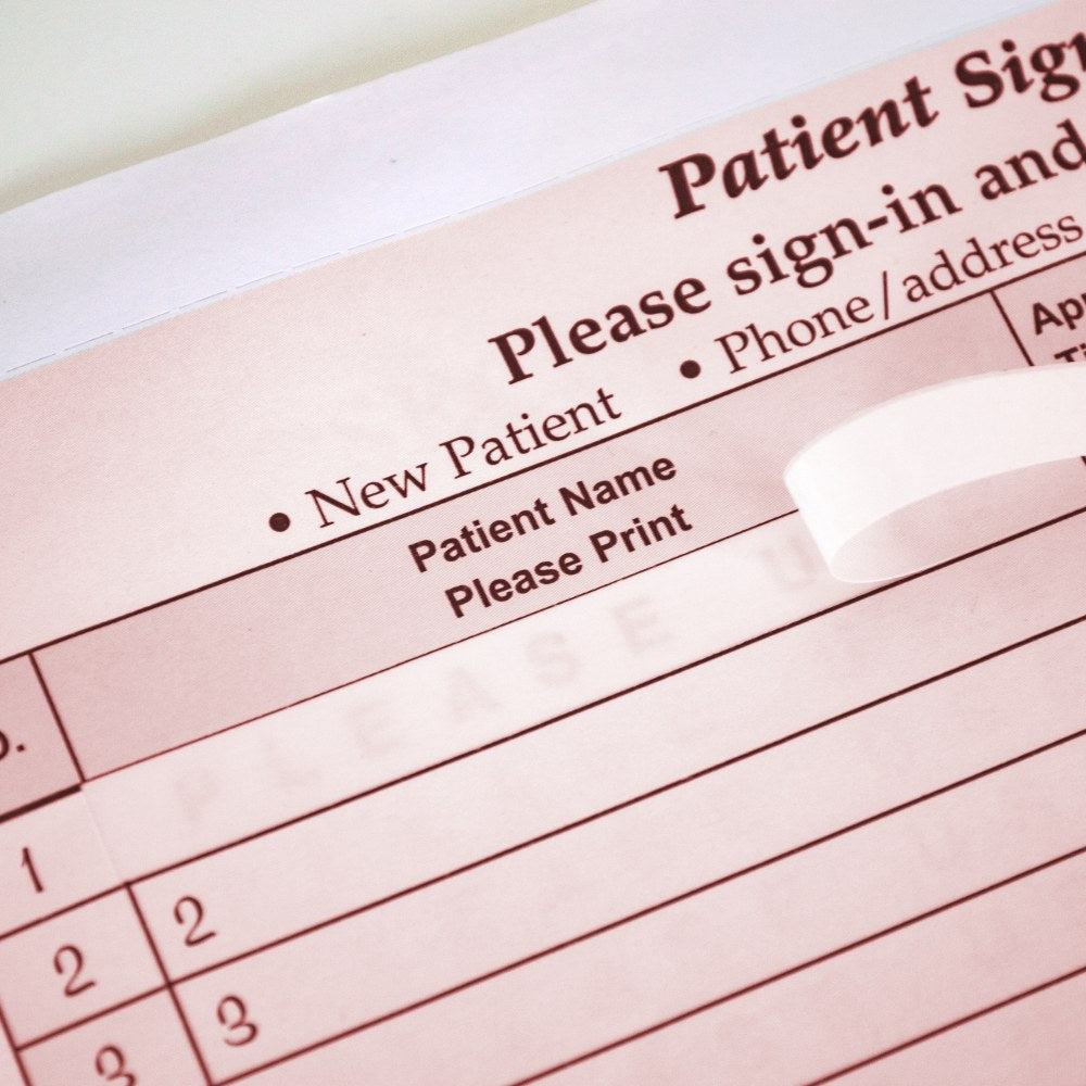 HIPAA Compliant Patient/Visitor Privacy 2-Part Sign-In Sheets, 8-1/2in x 11in, Burgundy, Pack Of 1,000 Sheets