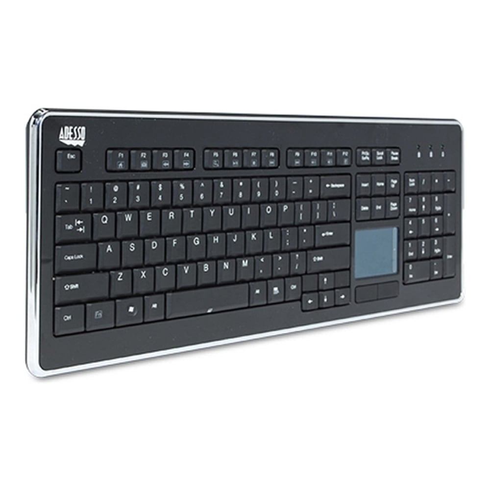 Adesso SlimTouch  USB Keyboard, 1inH x 18-1/4inW x 6-1/2inD, Chrome, AKB-440UB