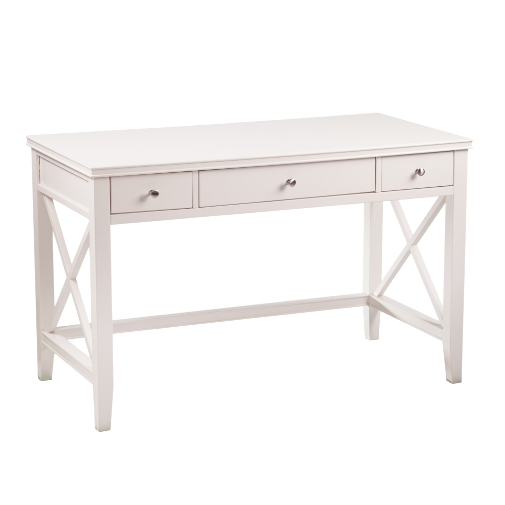 SEI Furniture Larksmill 3-Drawer 48inW Writing Desk, White