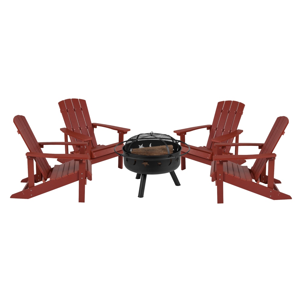 Flash Furniture 5-Piece Charlestown Adirondack Chair Set, Red