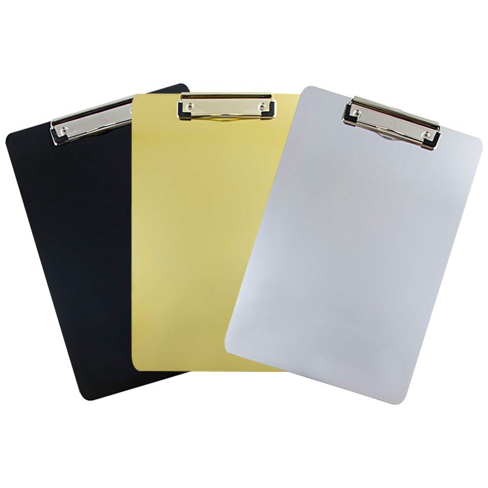 JAM Paper Letter-Size Clipboards With Low-Profile Metal Clips, 9in x 12-1/2in, Assorted Colors, Pack Of 3 Clipboards