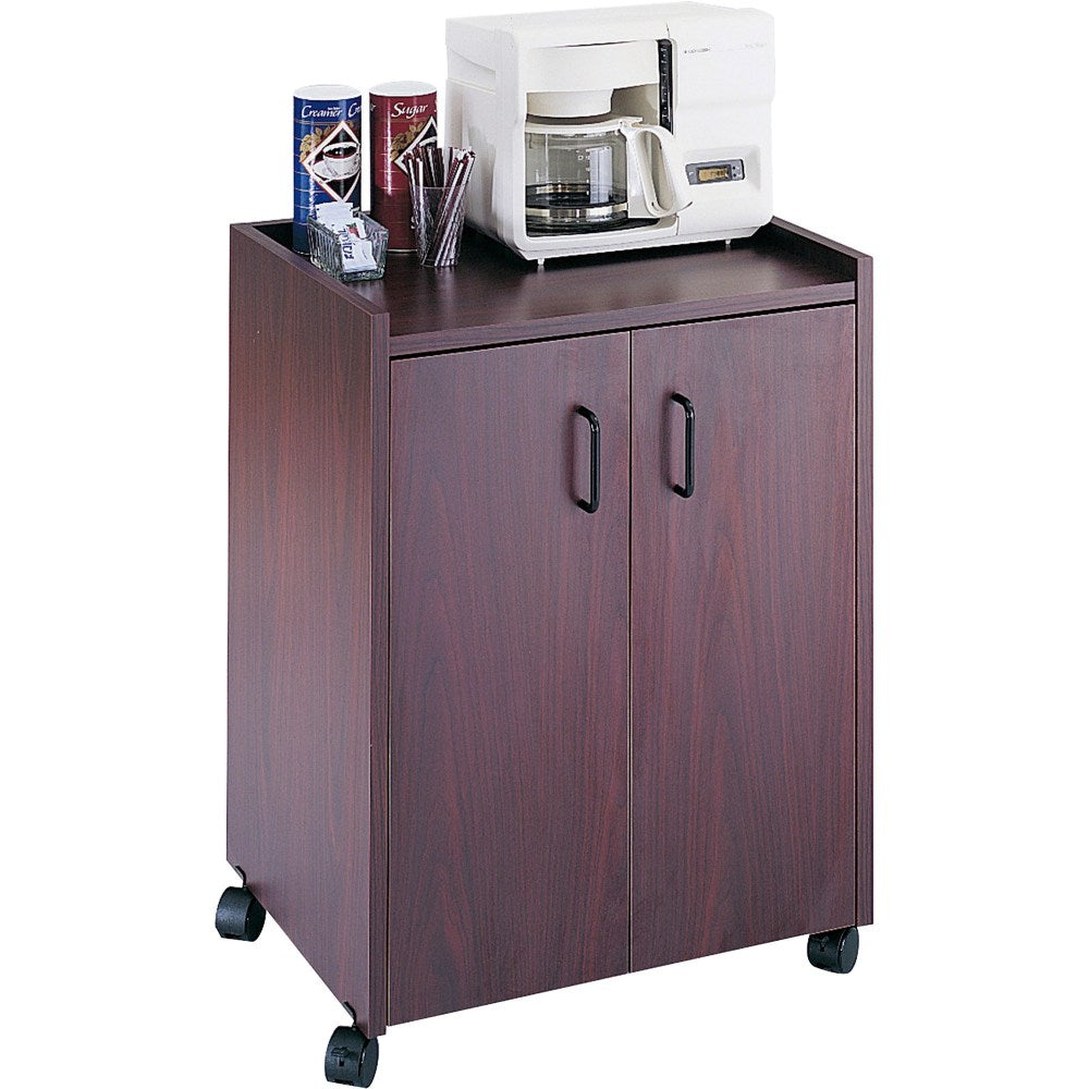 Safco Mobile Refreshment Center, 31inH x 23inW x 18inD, Mahogany