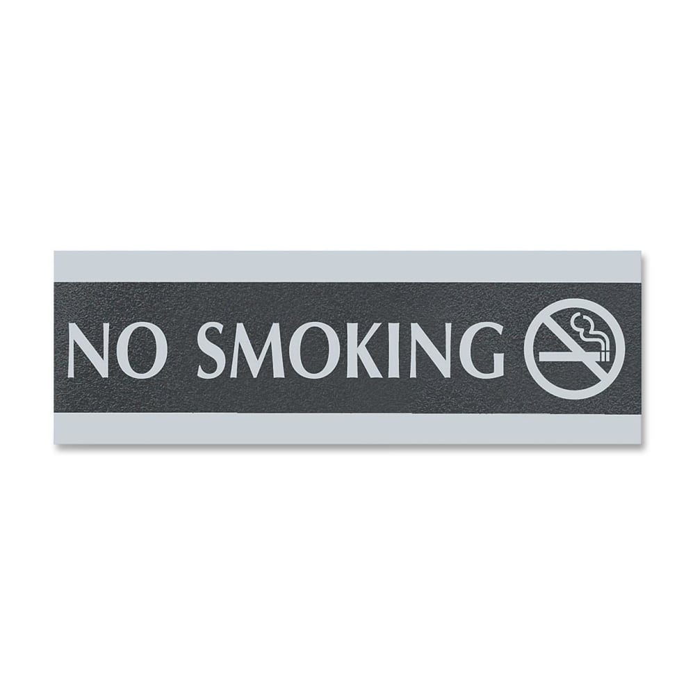 U.S. Stamp & Sign Century Series No Smoking Sign - 1 Each - No Smoking Print/Message - 9in Width x 3in Height - Silver Print/Message Color - Mounting Hardware - Black, Silver