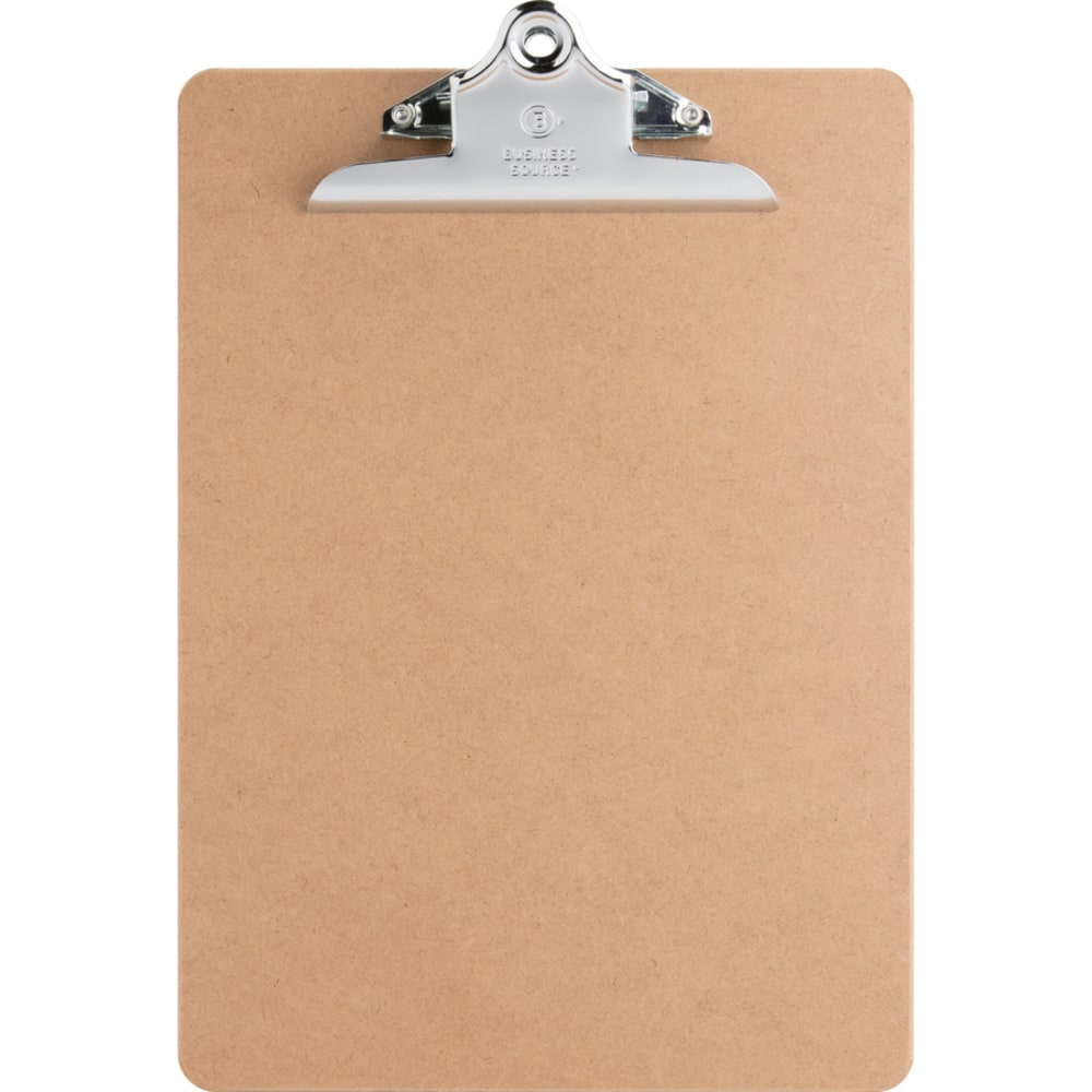 Business Source Hardboard Clipboard - Standard - 9in x 12 1/2in - Hardboard - Brown - 6 / Bundle