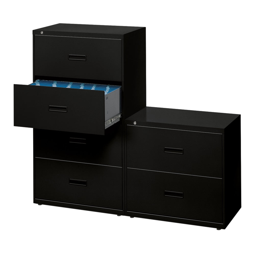 HON 400 30inW x 19-1/4inD Lateral 2-Drawer File Cabinet, Black