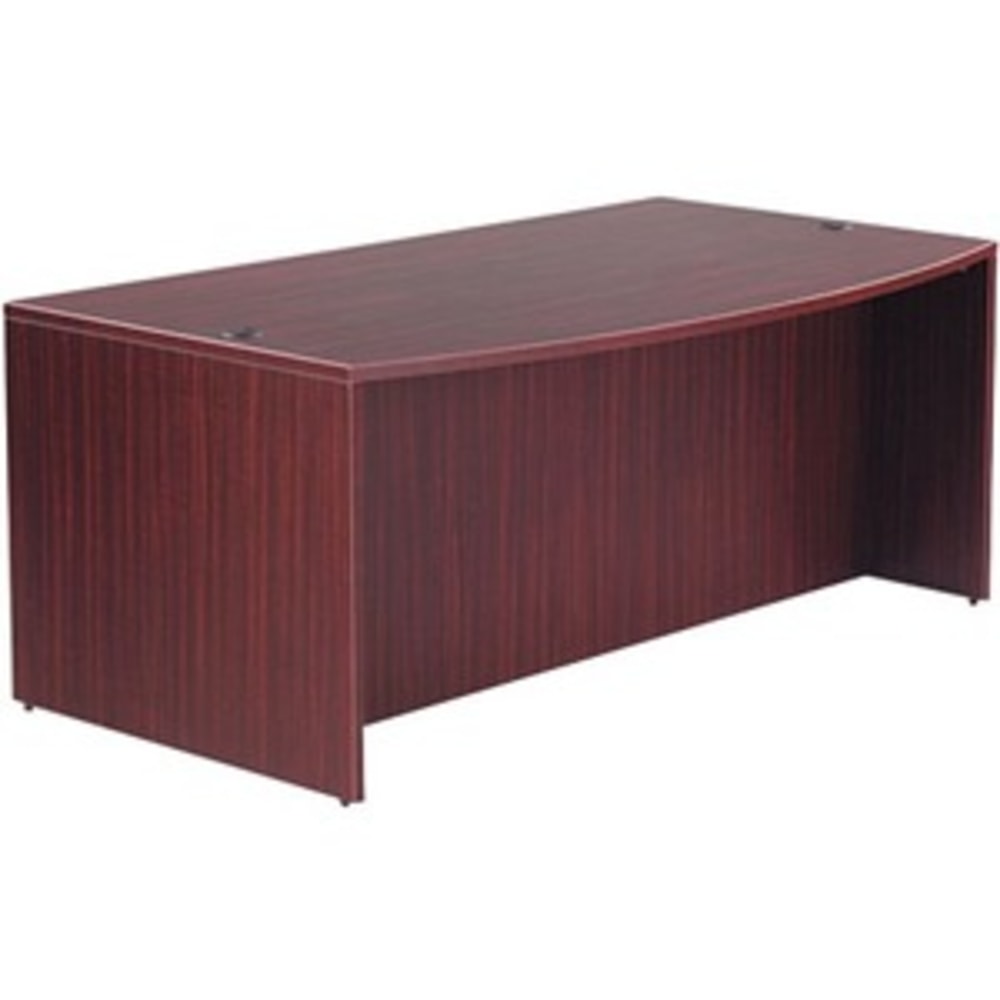 Alera Valencia 72inW Bow-Front Computer Desk Shell, Mahogany