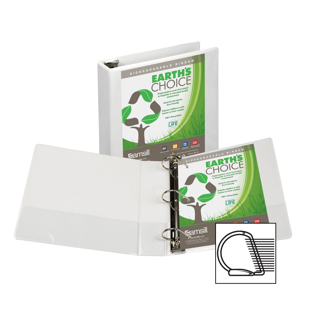 Samsill Earths Choice Vue 3-Ring Binder, 2in D-Rings, White