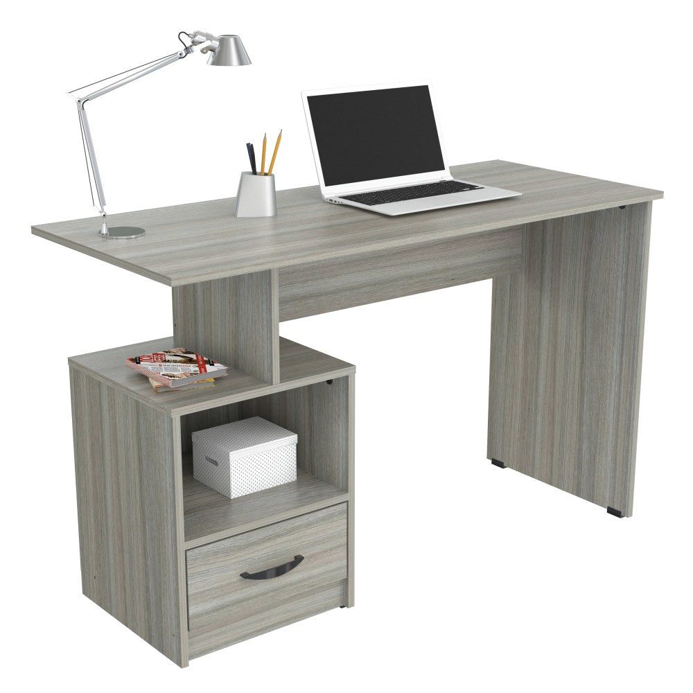 Inval Multi-Level 48inW Writing Desk, Smoke Oak