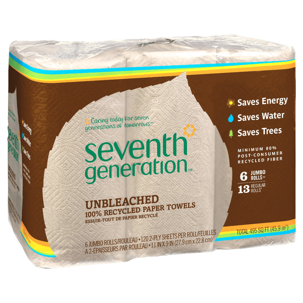 Seventh Generation 2-Ply Paper Towels, 100% Recycled, Natural, 120 Sheet Per Roll, Pack Of 24 Rolls