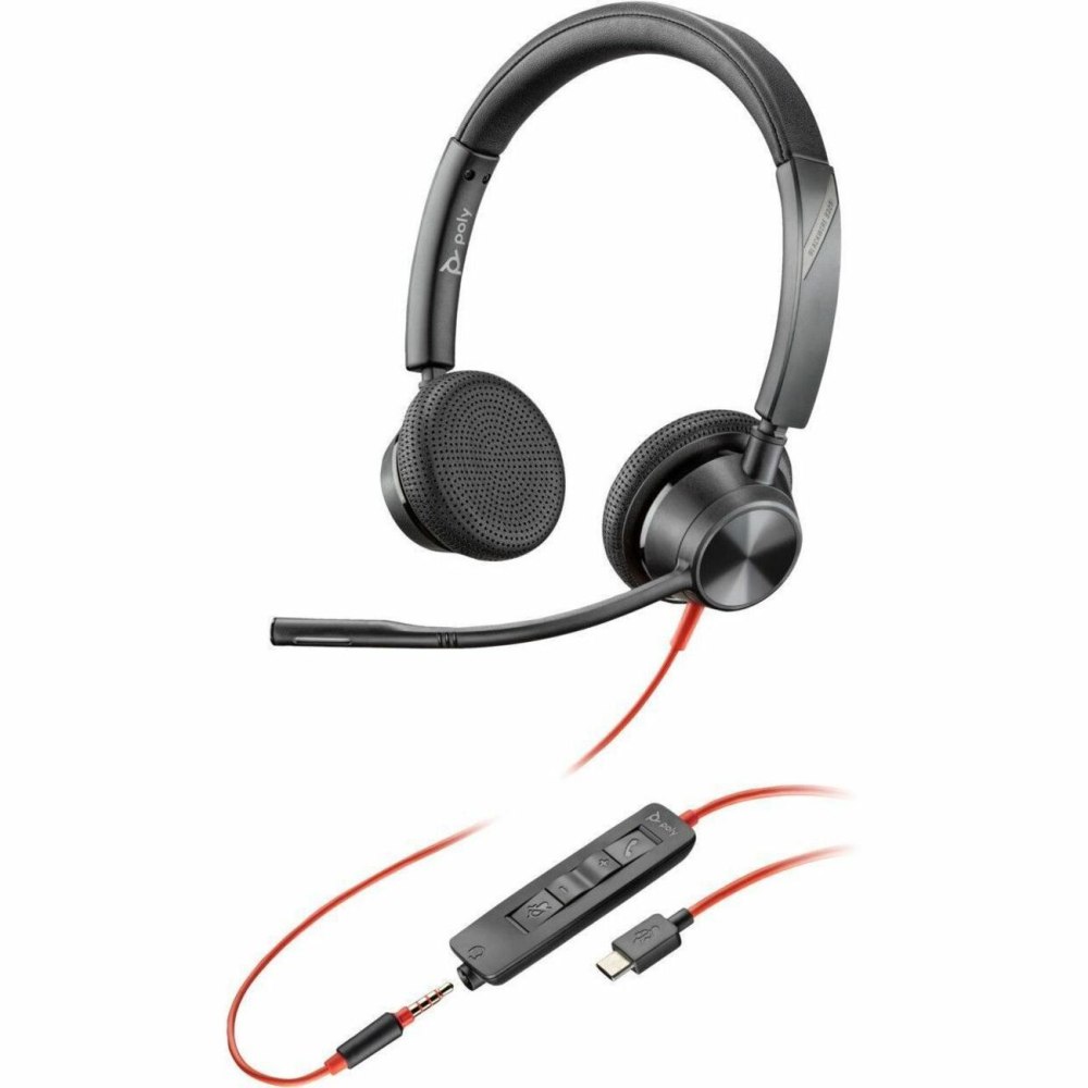 Poly Blackwire 3325 - Blackwire 3300 series - headset - on-ear - wired - 3.5 mm jack, USB-C - black - UC certified