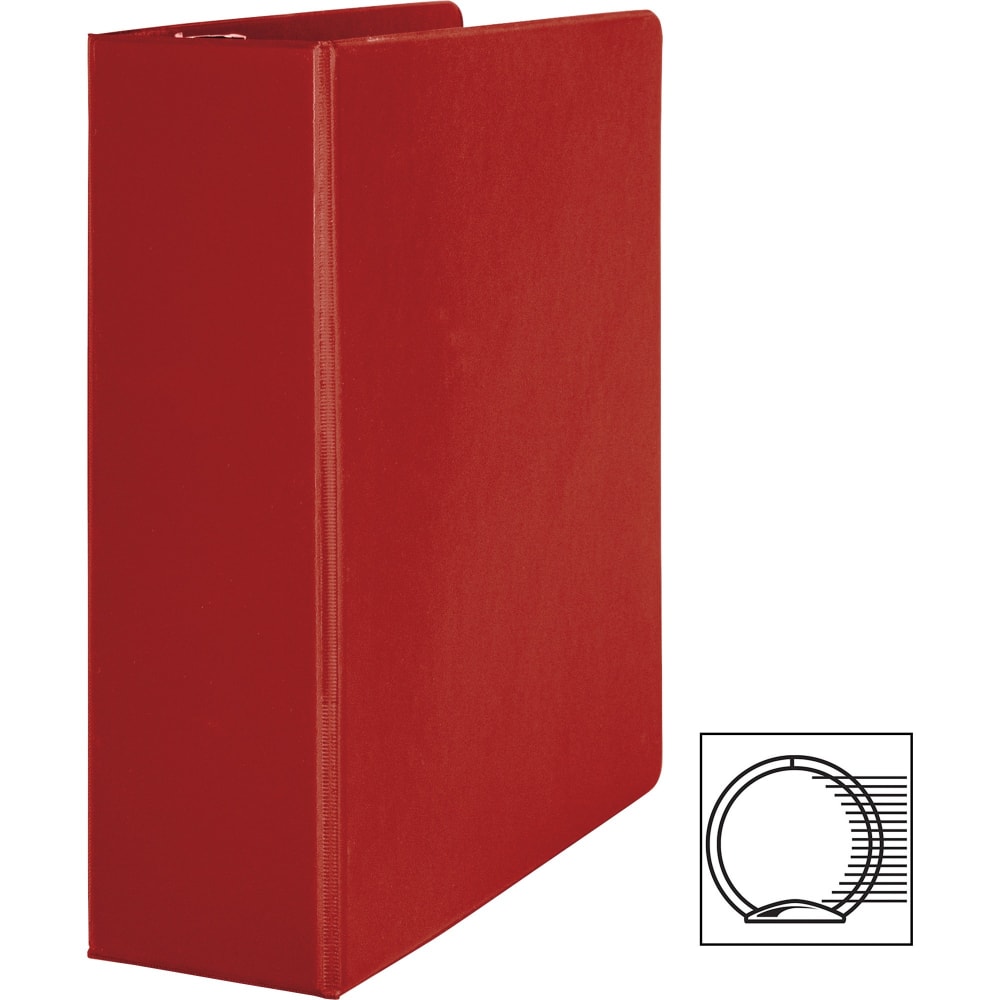 Business Source Basic Round Ring Binders - 3in Binder Capacity - Round Ring Fastener(s) - Vinyl - Red - 1.68 lb - Recycled - 1 / Each