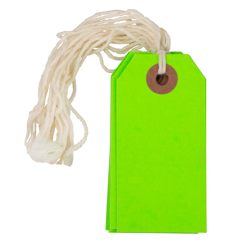 JAM Paper Small Gift Tags, 3-1/4in x 1-9/16in, Neon Green, Pack Of 10 Tags