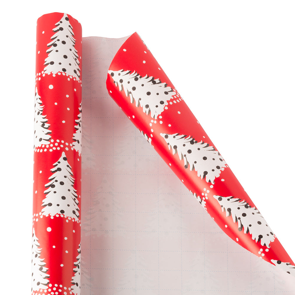 JAM Paper Christmas Wrapping Paper, 20 Sq Ft, Painted Christmas Trees