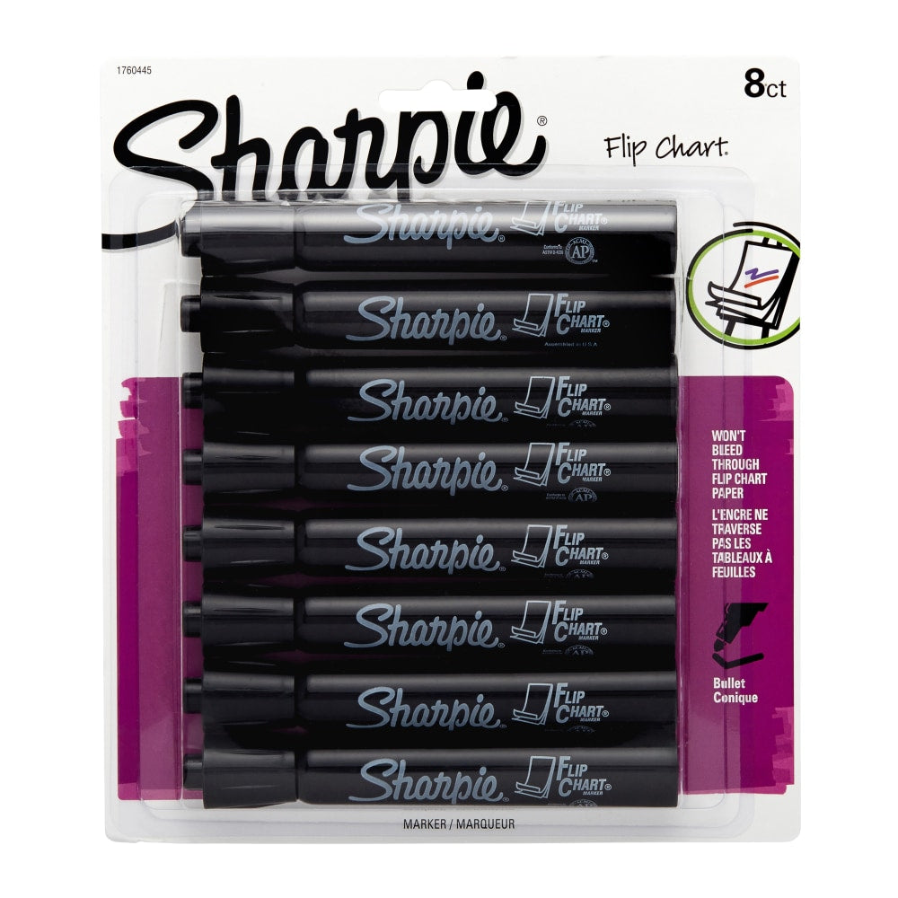 Sharpie Flip Chart Markers, Black, Pack Of 8