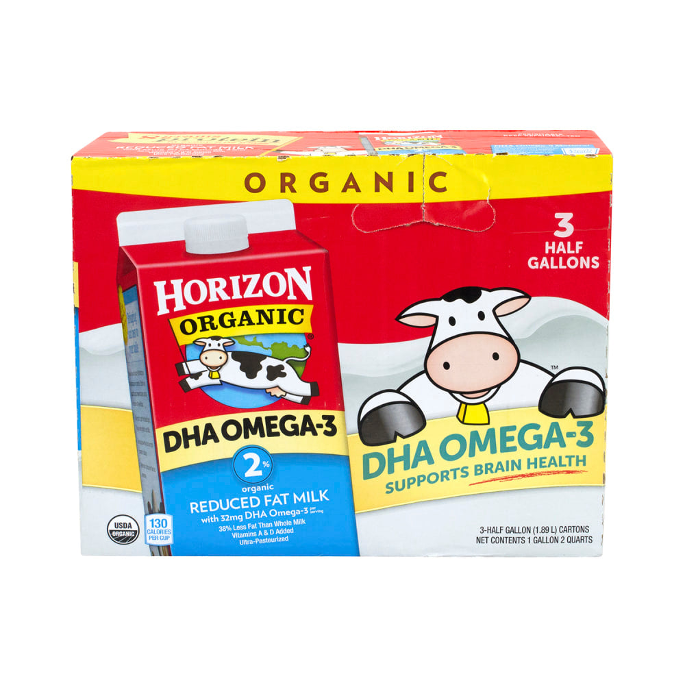 Horizon Organic 2% Milk With DHA Omega-3, 64 Oz, Pack Of 3