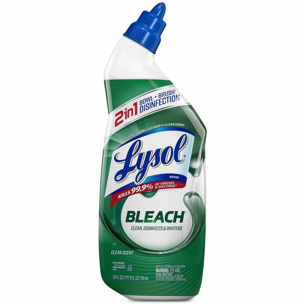 Lysol Bleach Toilet Bowl Cleaner - 24 fl oz (0.8 quart)Bottle - 9 / Carton - Blue