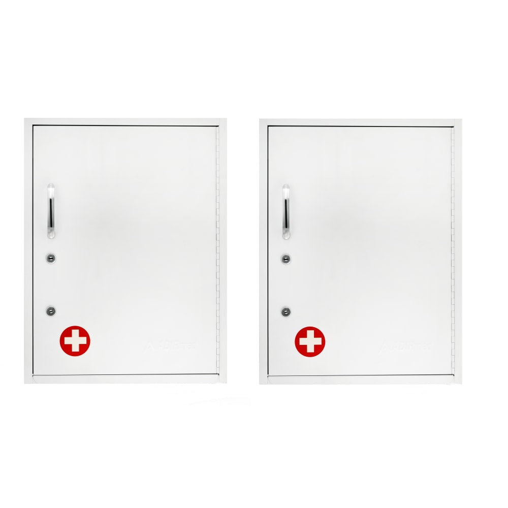 Alpine AdirMed Dual Lock Surface-Mount Medical Security Cabinets, 21inH x 16inW x 6inD, White, Pack Of 2 Cabinets