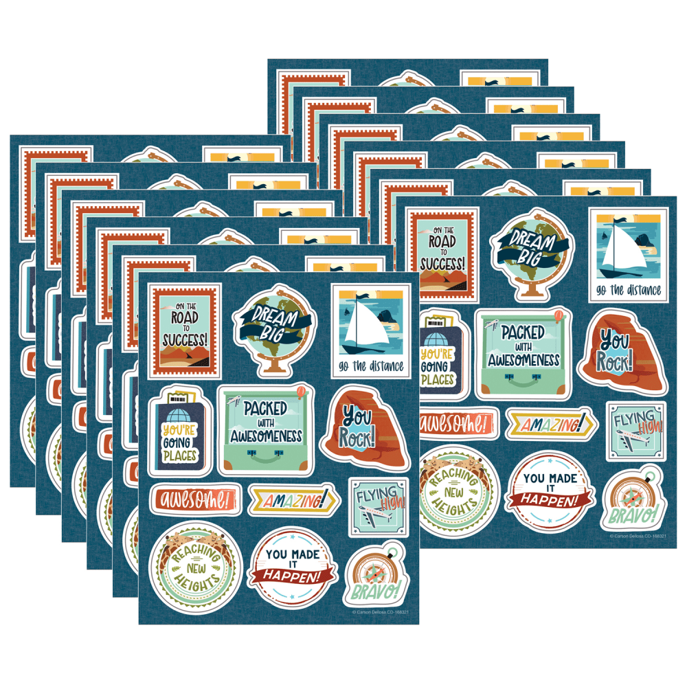 Carson Dellosa Education Motivational Stickers, Lets Explore Motivators, 72 Stickers Per Pack, Set Of 12 Packs