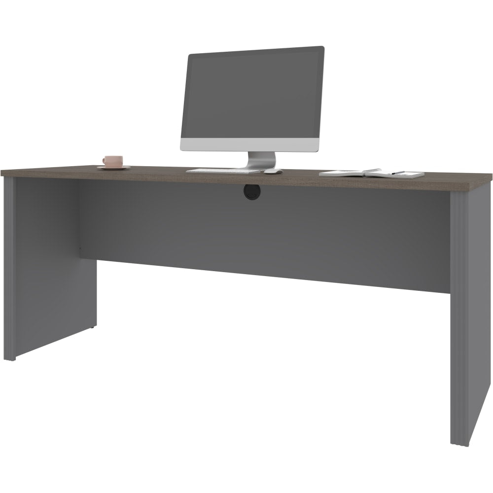 Bestar Prestige + 72inW Narrow Computer Desk Shell, Bark Gray/Slate