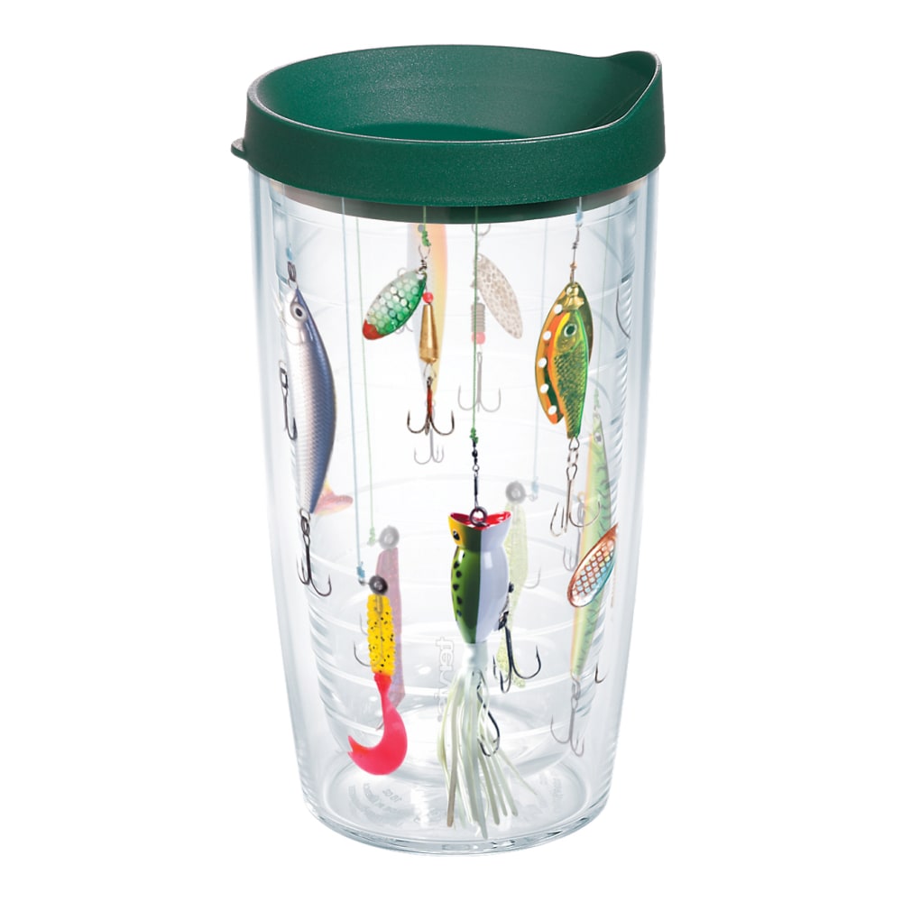 Tervis Fishing Tumbler With Lid, 16 Oz, Clear