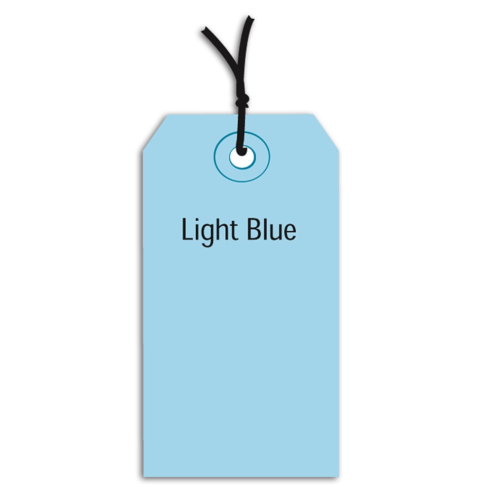 Partners Brand Prestrung Color Shipping Tags, #3, 3 3/4in x 1 7/8in, Light Blue, Box Of 1,000