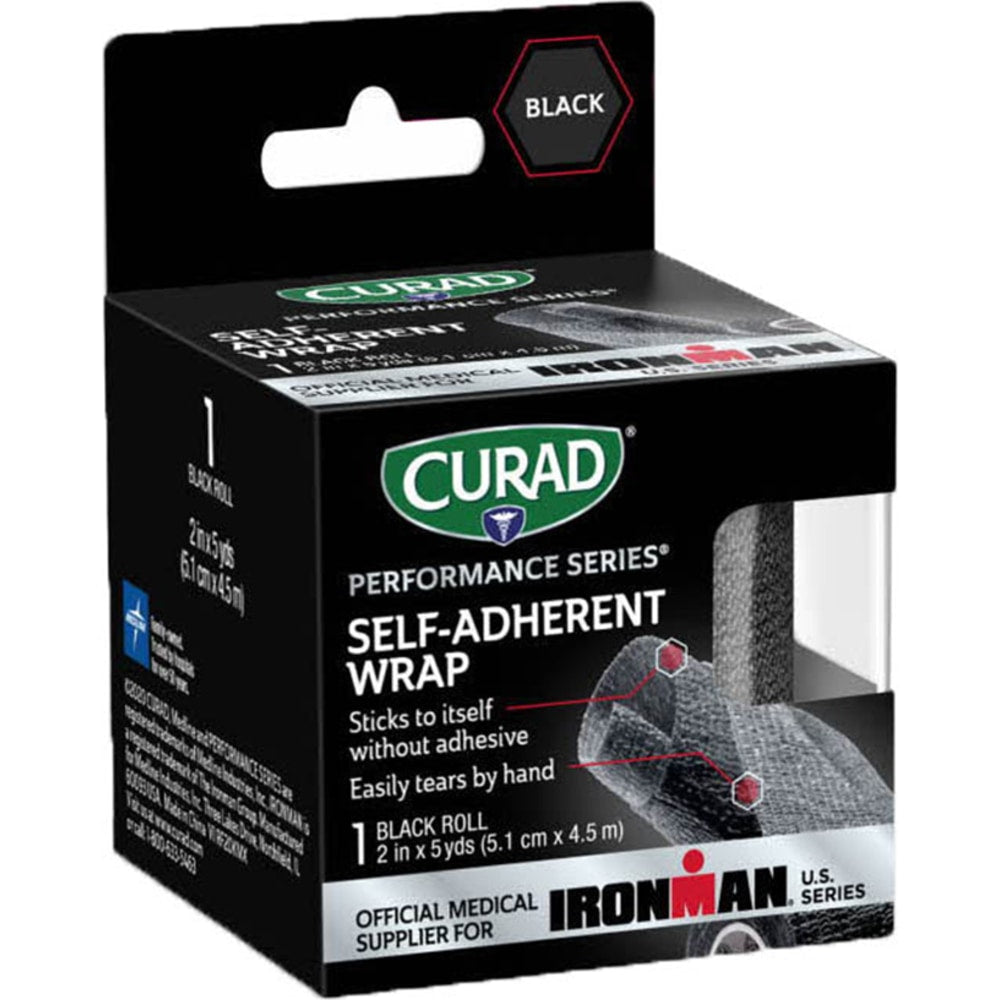 CURAD IRONMAN Performance Series Self-Adherent Wrap, Black, 2in x 5 Yards, Pack Of 24 Boxes