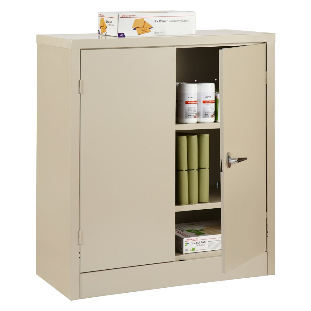 Realspace Steel Storage Cabinet, 3 Shelves, 42inH x 36inW x 18inD, Putty