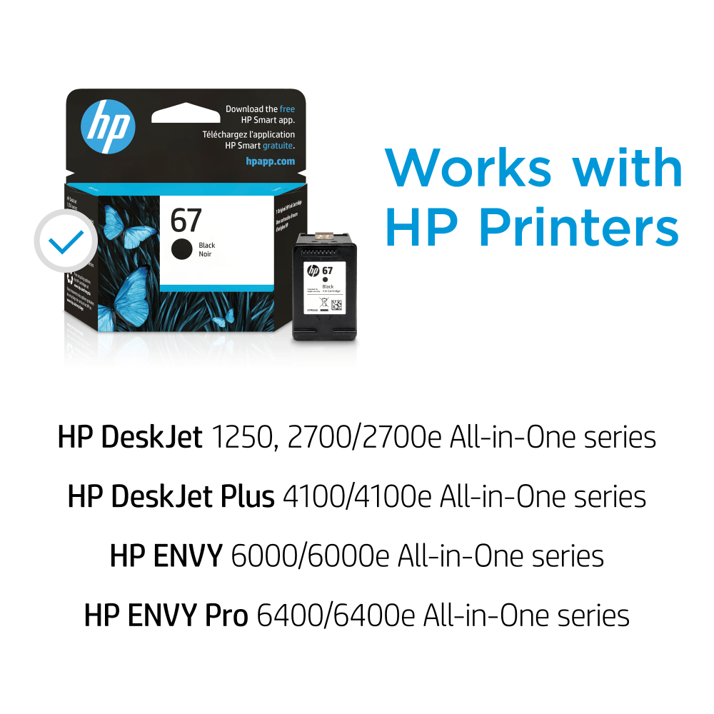 HP 67 Black Ink Cartridge, 3YM56AN