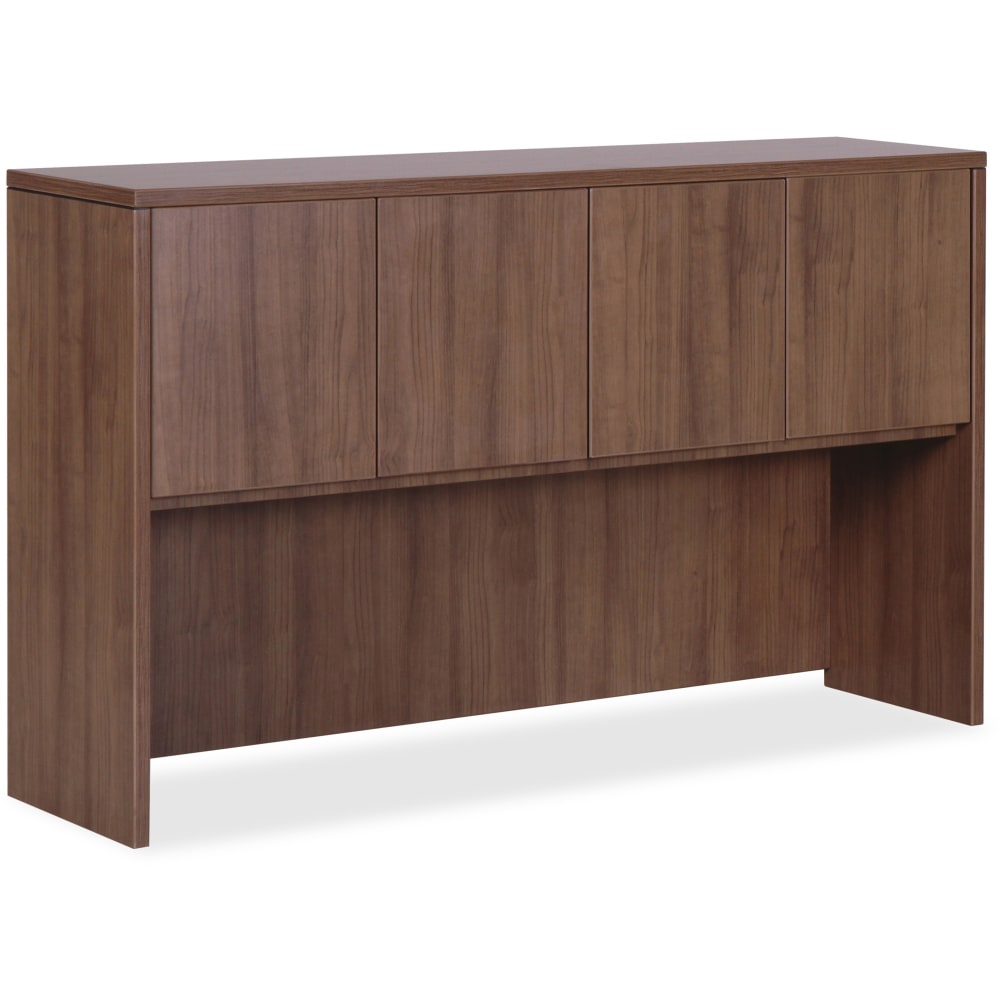 Lorell Essentials Hutch With Doors, 72inW, Walnut