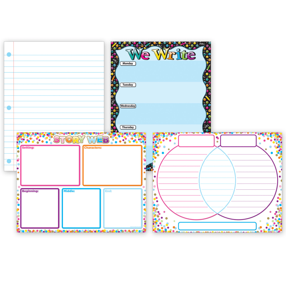 Ashley Productions Smart Poly Primary Writing Charts, 17in x 22in, Multicolor, Set Of 4 Charts