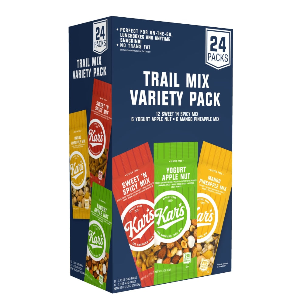 KARs Trail Mix Mixed Nuts Variety Pack, 24 Count