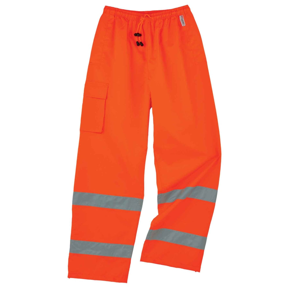 Ergodyne GloWear 8915 Class E Polyester Rain Pants, Small, Orange