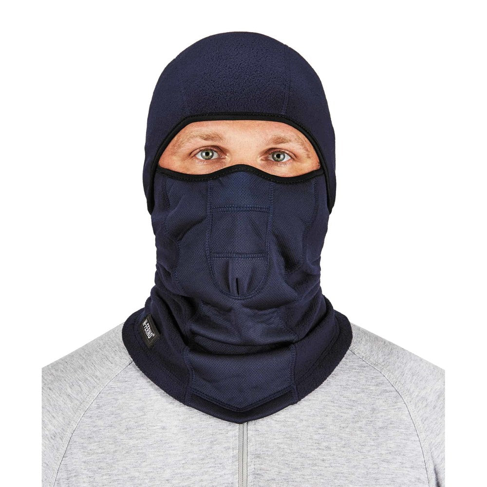 Ergodyne N-Ferno 6823 Wind-Proof Hinged Balaclava Face Masks, One Size, Navy, Pack Of 12 Masks