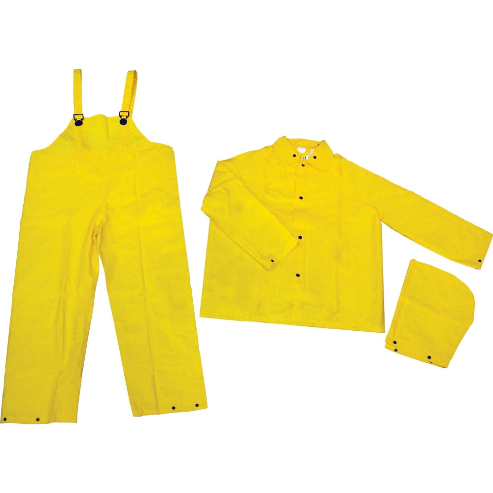 MCR Safety 3-Piece Rainsuit, XL, Yellow