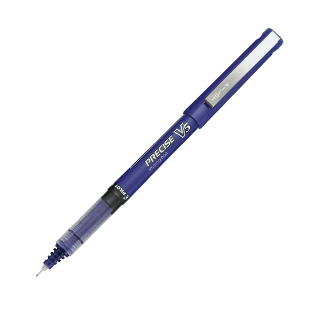 Pilot Precise V5 Liquid Ink Rollerball Pens, 0.5 mm, Extra Fine Point, Purple Barrel, Purple Ink, Pack Of 12 Pens