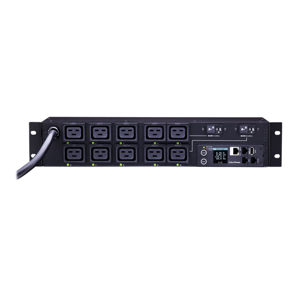 CyberPower Switched Metered-by-Outlet PDU81009 - Power distribution unit (rack-mountable) - AC 200-240 V - Ethernet, USB, serial - input: NEMA L6-30 - output connectors: 10 (IEC 60320 C19) - 2U - 12 ft cord