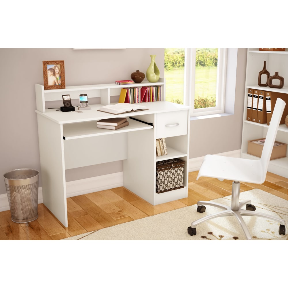 South Shore Axess 41inW Computer Desk With Keyboard Tray, Pure White